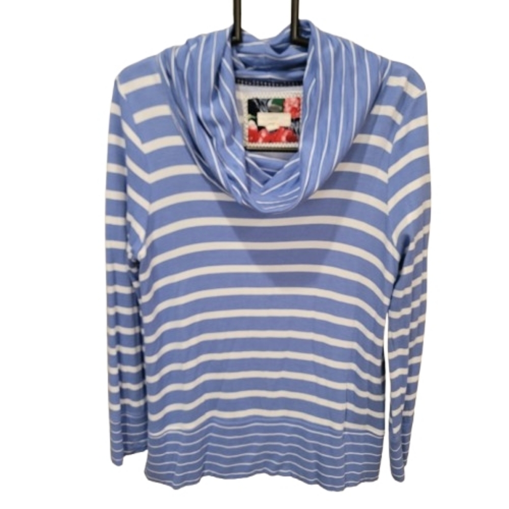 Cupio Striped Cowl Neck Top Blue White Large - Picture 3 of 12